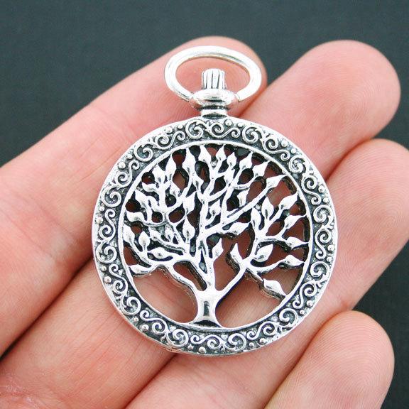 Tree of Life Antique Silver Tone Charm 2 Sided - SC551