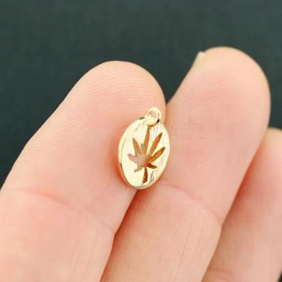 Weed Leaf Gold Tone Charm 18K Gold Filled - GC1370
