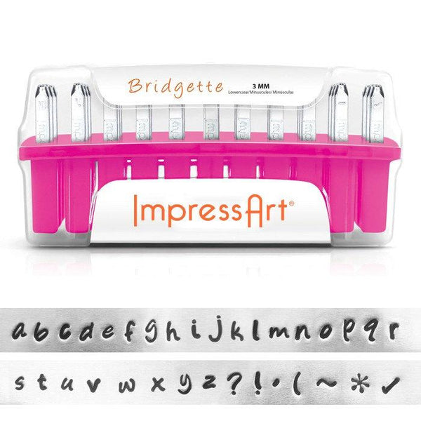 SALE Letter Steel Stamping Tools ImpressArt Bridgette Lowercase 3mm - Full Alphabet with 7 Bonus Stamps and Storage Case - 40% OFF! - AA102