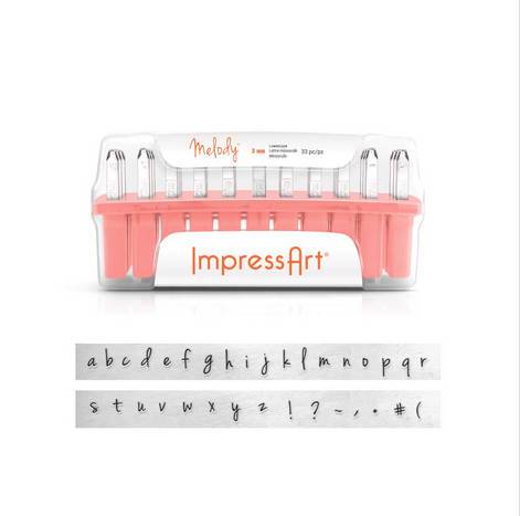 SALE Letter Steel Stamping Tools ImpressArt MELODY Lowercase 3mm - Full Alphabet with 7 Bonus Stamps and Storage Case - 40% OFF! - AA203