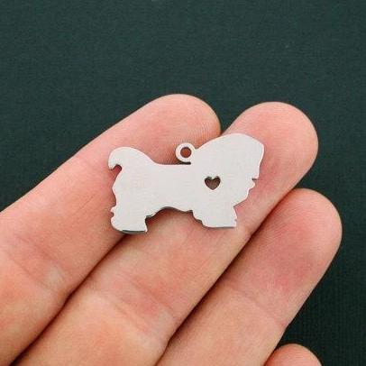 Maltese Silver Tone Stainless Steel Charms 2 Sided - MT411