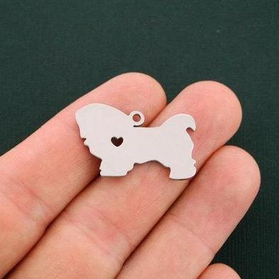 Maltese Silver Tone Stainless Steel Charms 2 Sided - MT411