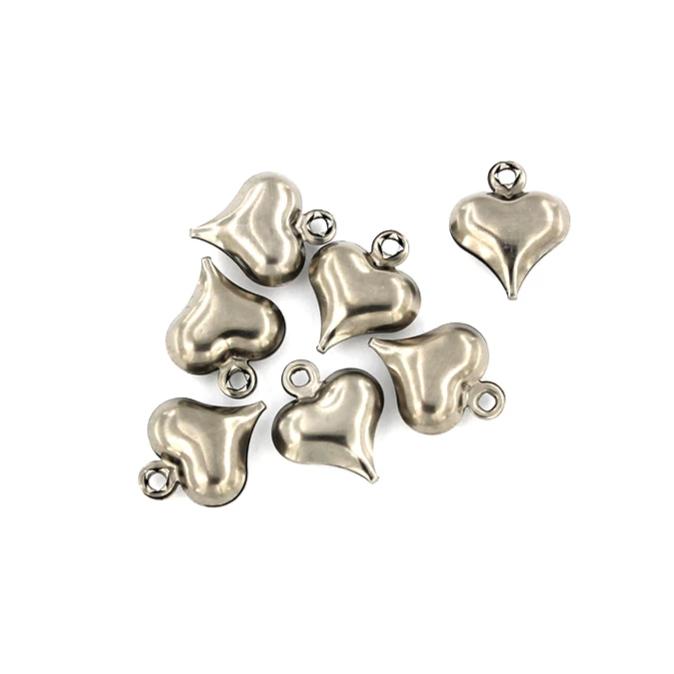 20 Heart Silver Tone Stainless Steel Charms 2 Sided - MT317