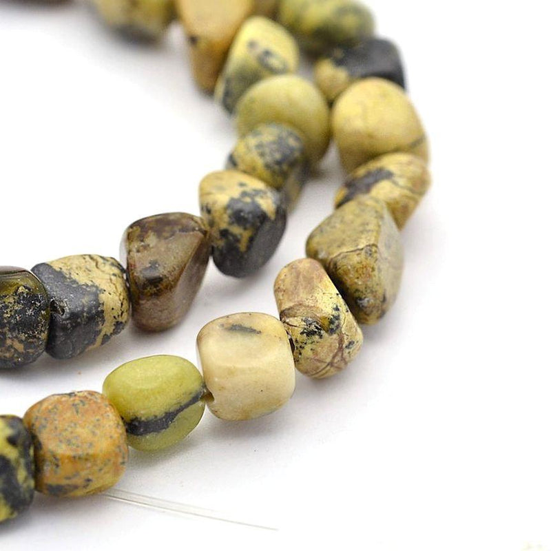 Nugget Natural Yellow Turquoise Beads 6mm - Yellow and Black - 1 Strand 58 Beads - BD857