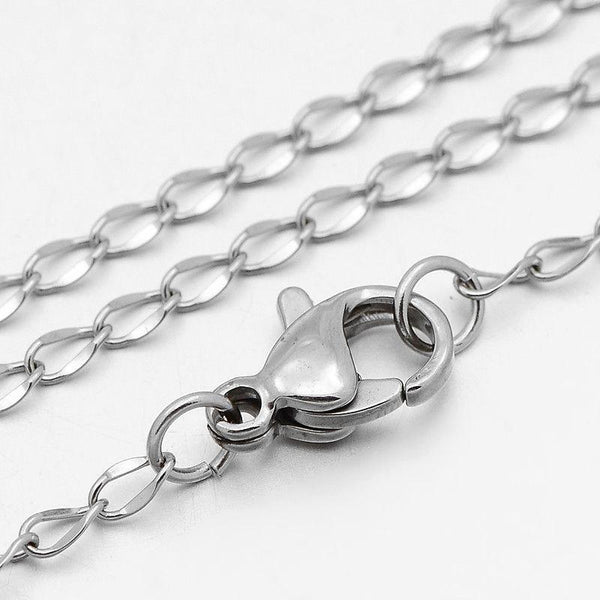Stainless Steel Curb Chain Necklace 18" - 2.3mm - 1 Necklace - N116