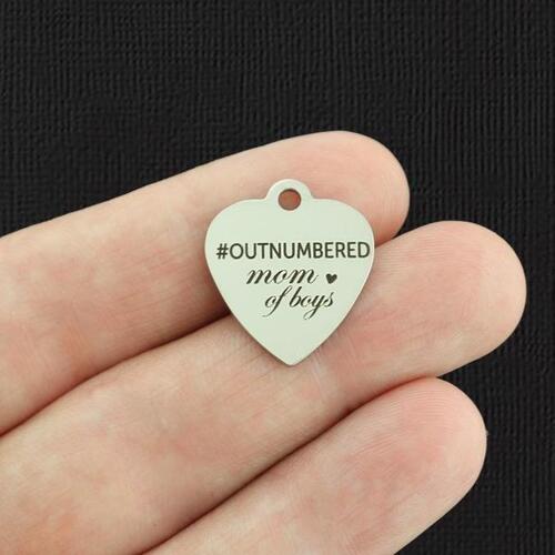 #outnumbered Stainless Steel Charms - Mom of boys - BFS011-5595