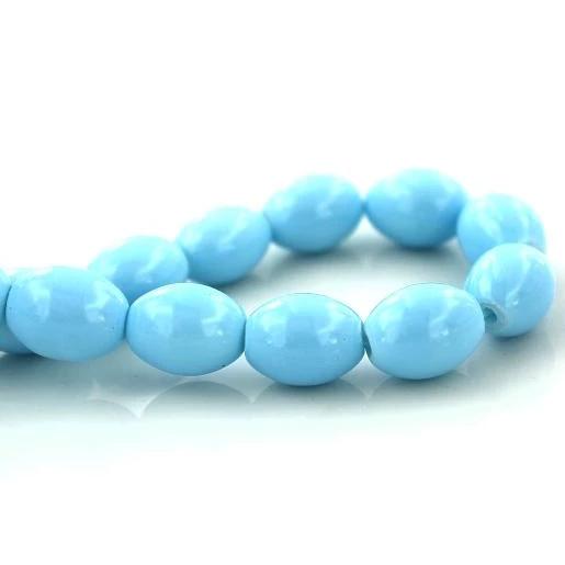 Oval Glass Beads 8mm x 6mm - Pastel Blue - 1 Strand 100 Beads - BD1123