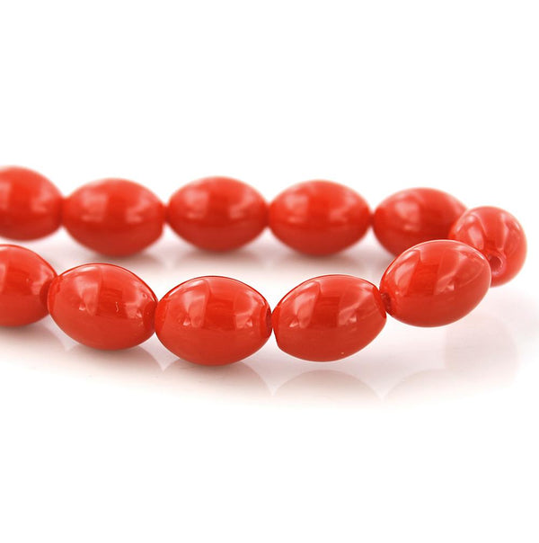 Perles de Verre Ovales 8mm x 6mm - Rouge Rubis - 1 Rang 100 Perles - BD005
