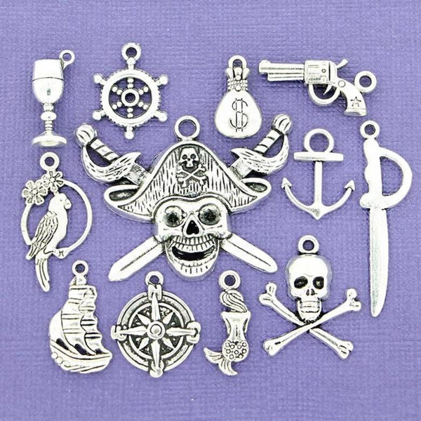 Pirate Charm Collection Ton argent antique 12 breloques différentes - COL100