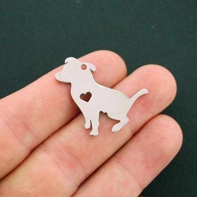 Pit Bull Silver Tone Stainless Steel Charms 2 Sided - MT415