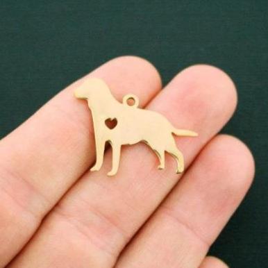 Retriever Gold Tone Stainless Steel Charms 2 Sided - MT446