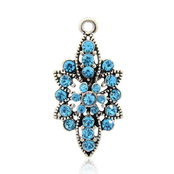 Charme de ton argent antique strass avec strass incrustés - SC2052