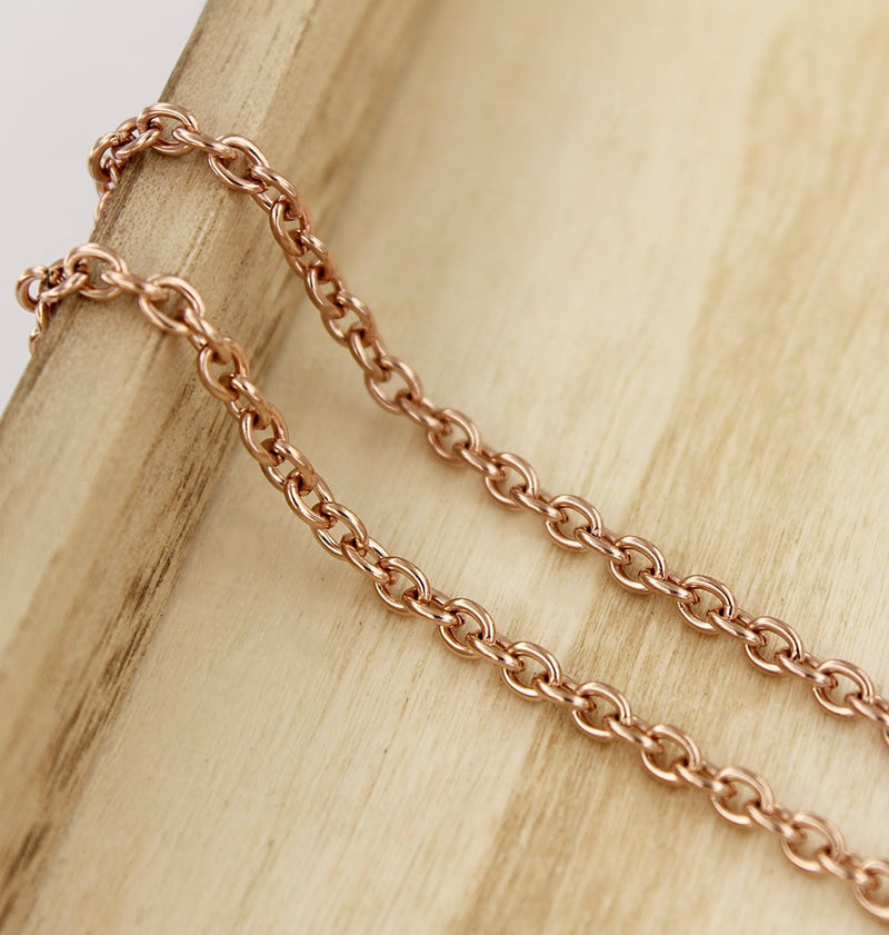 Rose Gold Stainless Steel Cable Chain 24" - 3mm - 1 Necklace - N550