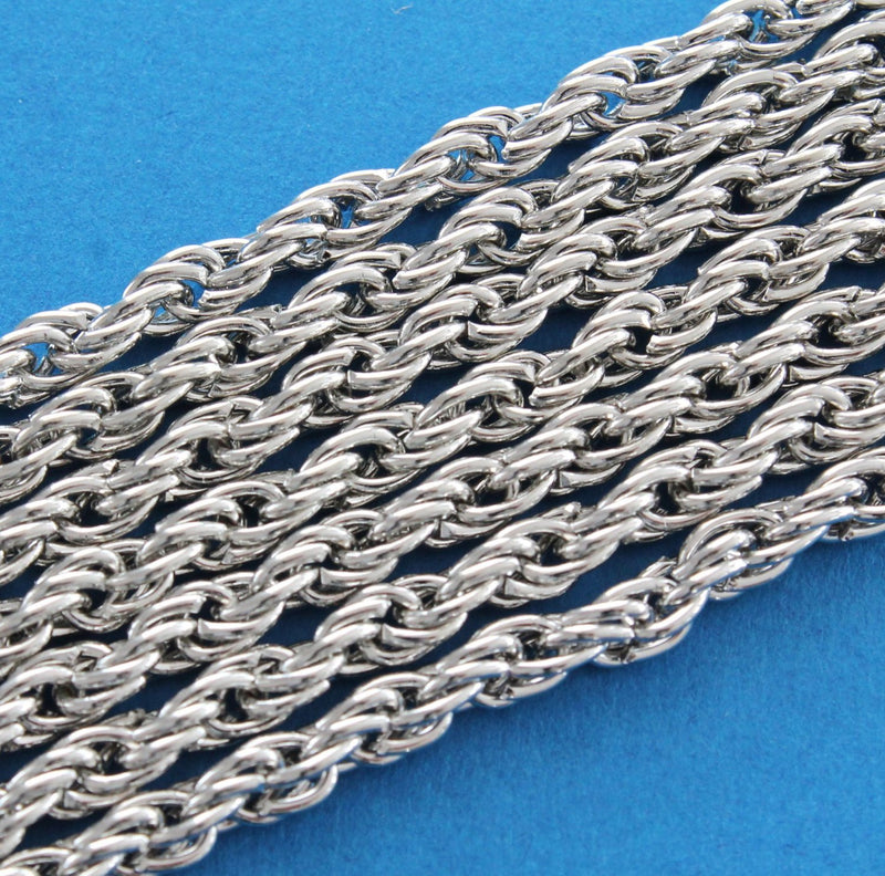 Bulk Antique Silver Tone Cable Braided Chain 9.75ft - 4.5mm - FD070
