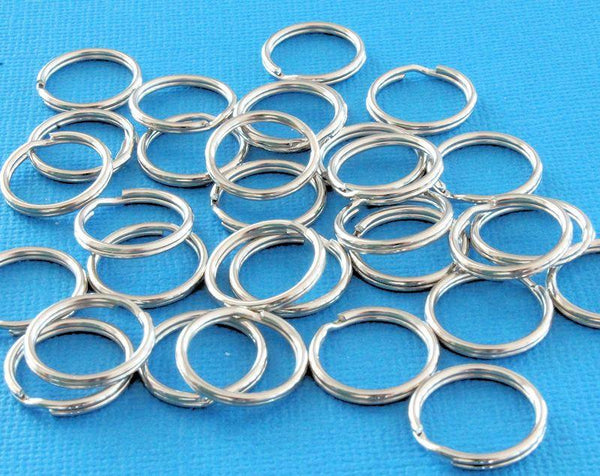 Antique Silver Tone Split Rings 16mm x 2mm - Open 12 Gauge - 50 Rings - J033