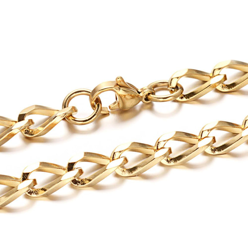 Gold Stainless Steel Curb Chain Bracelet 8 1/4" - 6mm - 1 Bracelet - N404