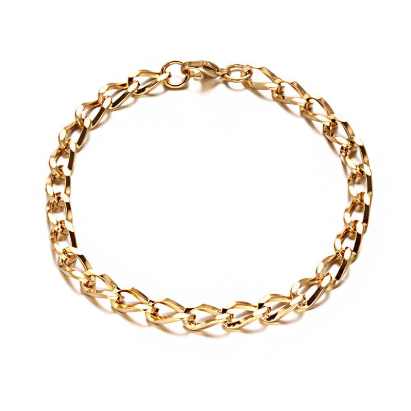 Gold Stainless Steel Curb Chain Bracelet 8 1/4" - 6mm - 1 Bracelet - N404