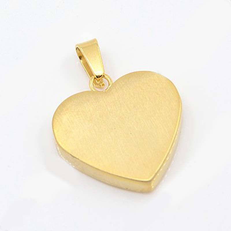 SALE Heart Stamping Blank - Gold Stainless Steel - 23mm x 22mm - 1 Tag - MT159