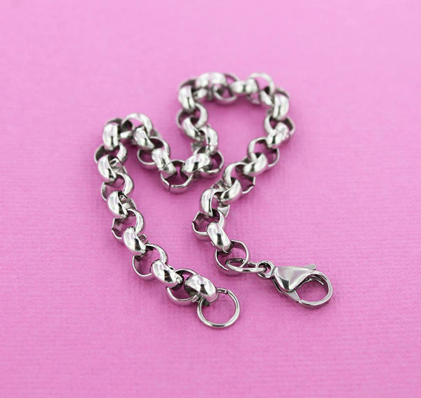 Stainless Steel Rolo Chain Bracelet 8 1/2" - 7.1mm - 1 Bracelet - N355
