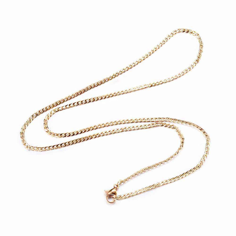 Collier Chaîne Gourmette Acier Inoxydable Doré 20" - 3mm - 1 Collier - N363
