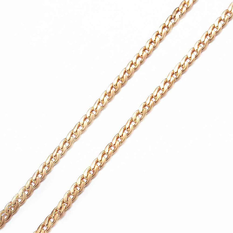 Gold Stainless Steel Curb Chain Necklace 20" - 3mm - 1 Necklace - N363