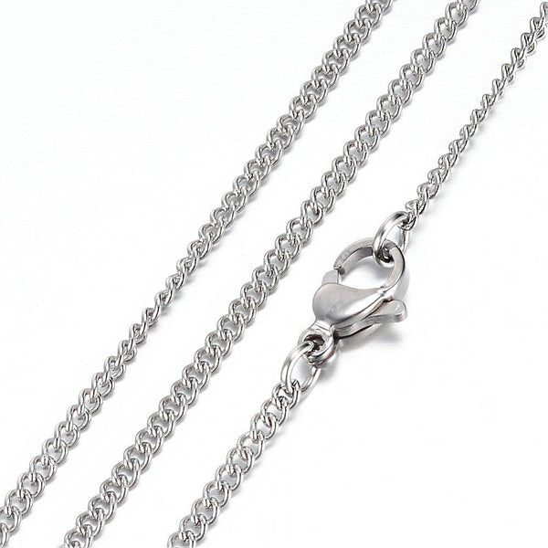 Stainless Steel Curb Chain Necklace 20" - 2mm - 1 Necklace - N367