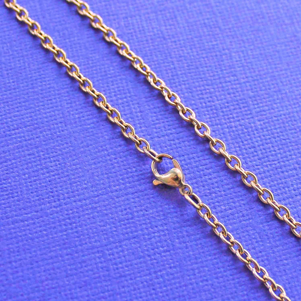 Gold Stainless Steel Cable Chain Necklace 23" - 3mm - 1 Necklace - N303