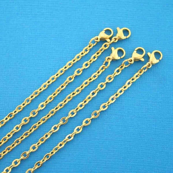 Gold Stainless Steel Cable Chain Necklace 30" - 3mm - 1 Necklace - N163