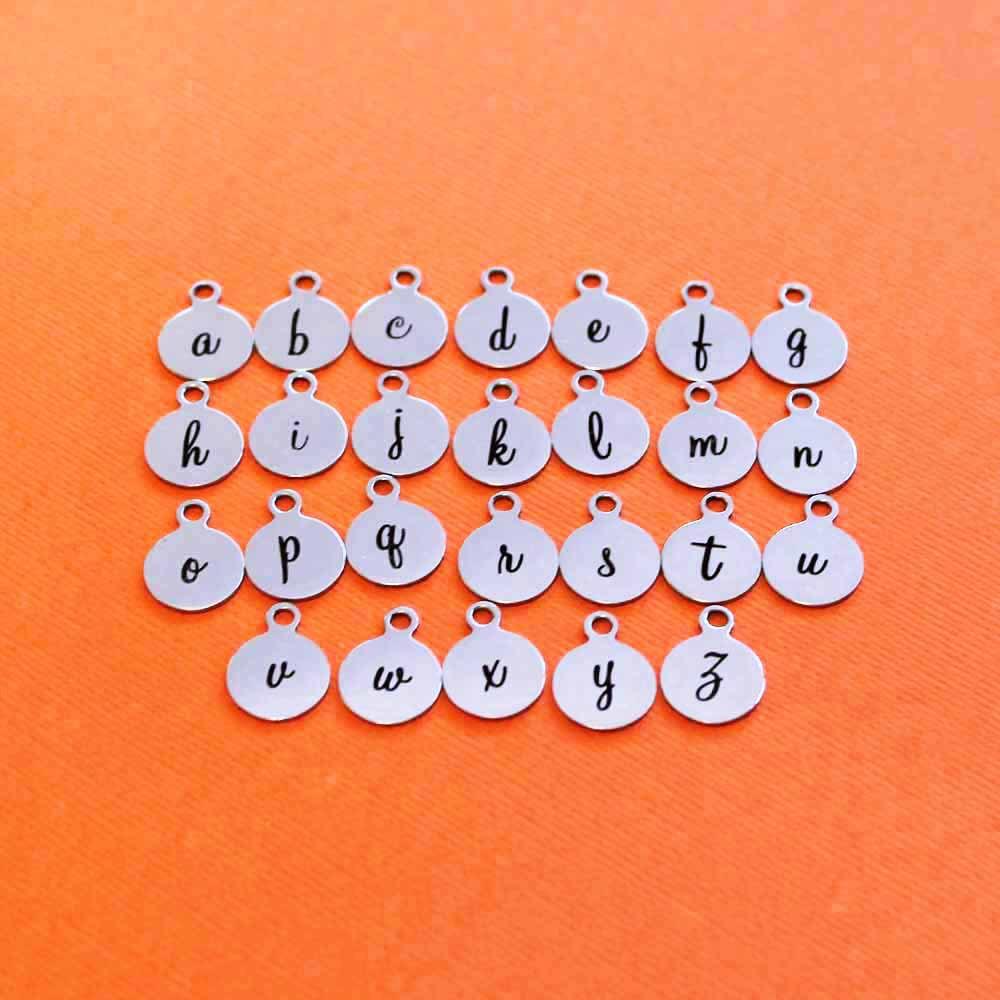 Stainless Steel Letter Charms Full Alphabet 26 Letters Lowercase S