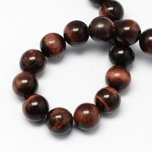 Round Tiger Eye Beads 8mm - Rich Dark Coffee - 1 Strand 50 Beads - BD583