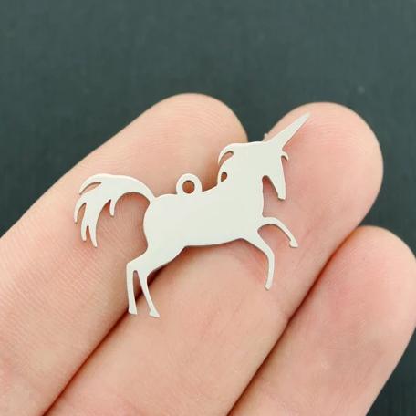 SALE Unicorn Silver Tone Stainless Steel Charms 2 Sided - MT682
