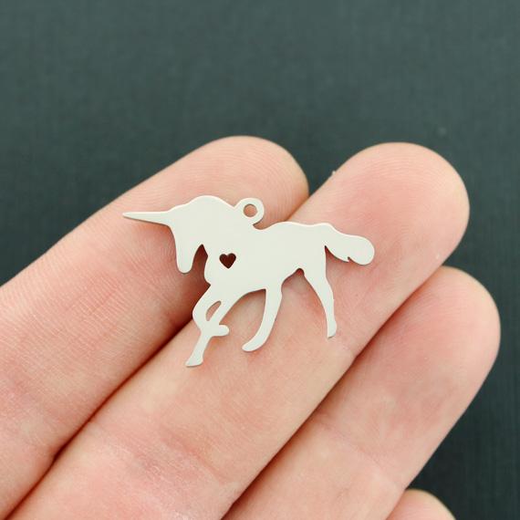 Unicorn Silver Tone Stainless Steel Charms 2 Sided - MT686