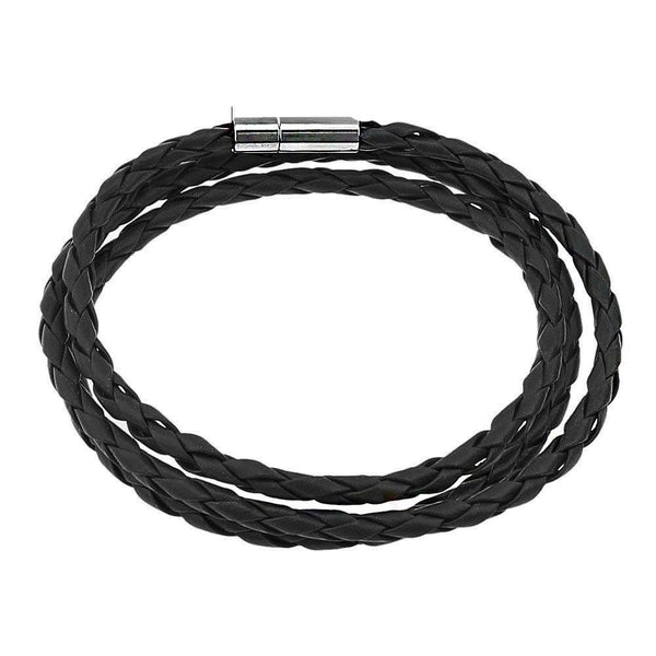 Bracelet Wrap Simili Cuir Noir 24" - 4mm - 1 Bracelet - N193