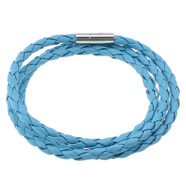 Bracelet Wrap Simili Cuir Bleu 24" - 4mm - 1 Bracelet - N194