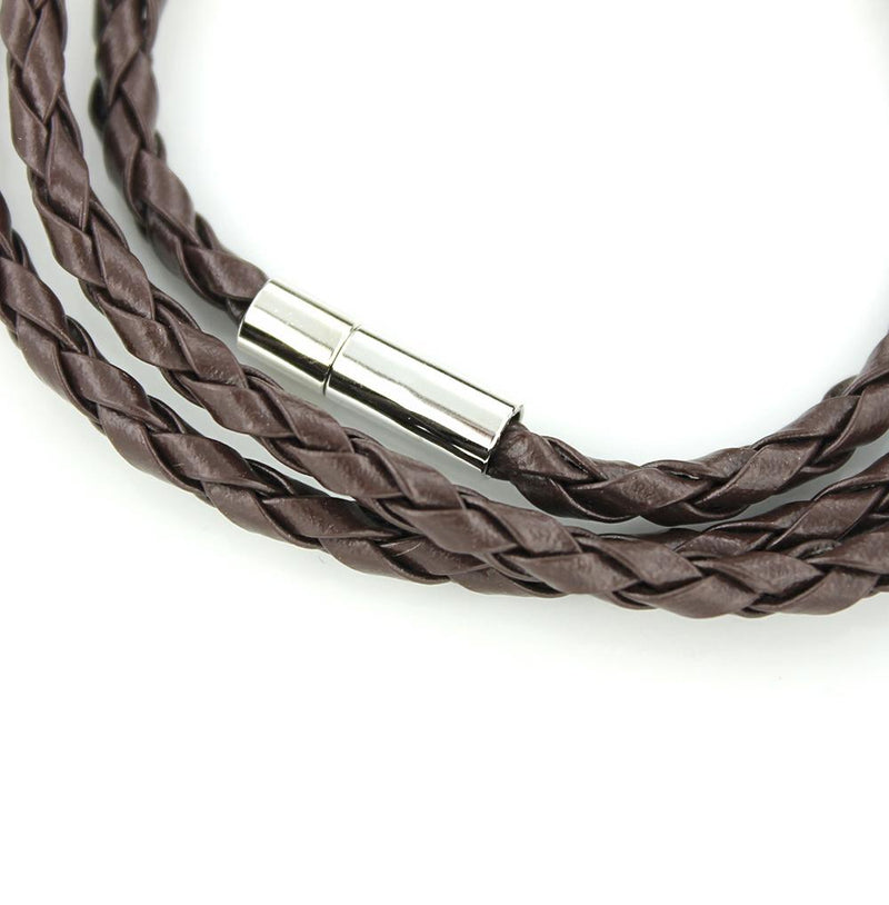 Brown Faux Leather Wrap Bracelet 24" - 4mm - 1 Bracelet - N206