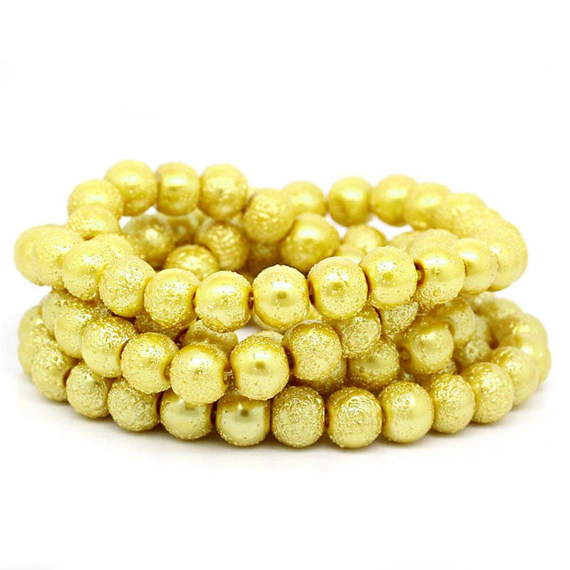 Round Glass Beads 8mm - Textured Golden Yellow - 1 Strand 117 Beads - BD716